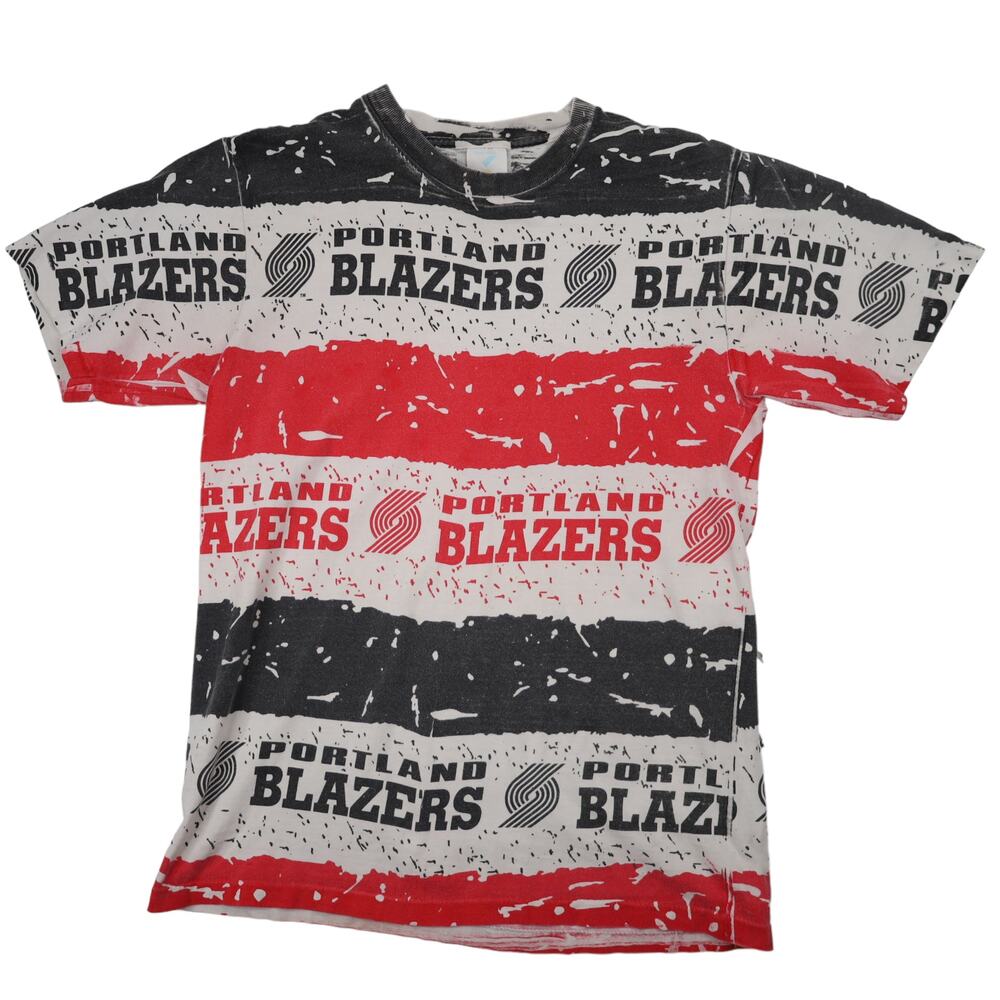 Vintage Portland Trailblazers Allover Print Graphic T Shirt